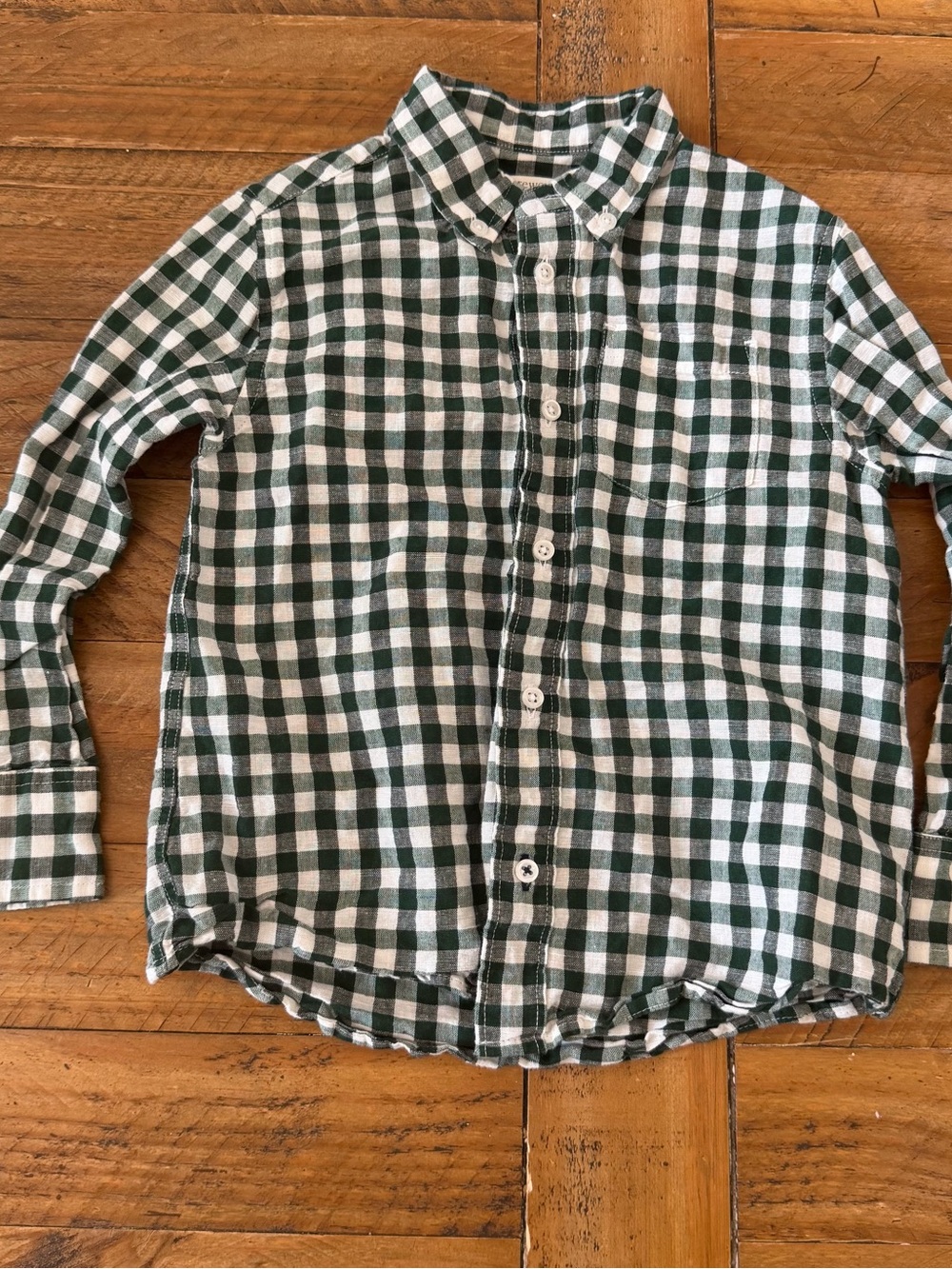 Crewcuts Green and White Check Button-Down Shirt